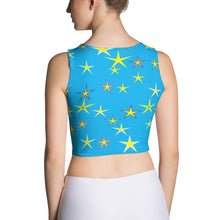 Load image into Gallery viewer, Aqua Sky Yellow Stars Women&#39;s Yoga Crop Top