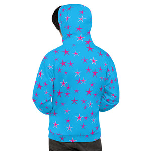 Aqua Sky Pink Stars Unisex Hoodie