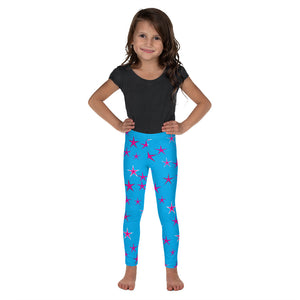 Aqua Sky Pink Stars Kid's Leggings