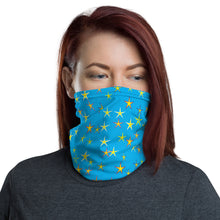 Load image into Gallery viewer, Aqua Sky Yellow Stars Unisex Neck Gaiter Face Mask