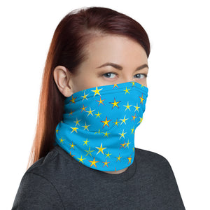 Aqua Sky Yellow Stars Unisex Neck Gaiter Face Mask