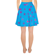 Load image into Gallery viewer, Aqua Sky Pink Stars Women&#39;s Skater Skirt