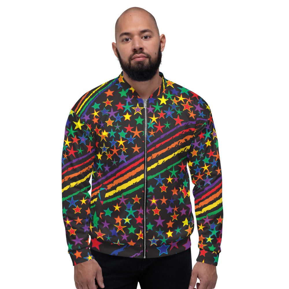 Love All Colors on Black Unisex Bomber Jacket