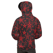 Load image into Gallery viewer, Rocking Classic Red Stars on Black Unisex Hoodie