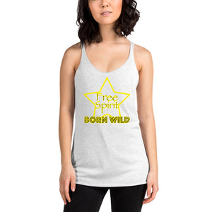 Free Spirit Born Wild in Yellow Women's Racerback Tank