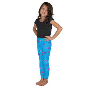 Aqua Sky Pink Stars Kid's Leggings