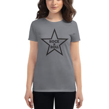 Load image into Gallery viewer, Rock n Roll Black Star Women&#39;s short sleeve t-shirt