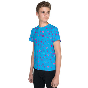 Aqua Sky Pink Stars Kid's/Youth T-Shirt