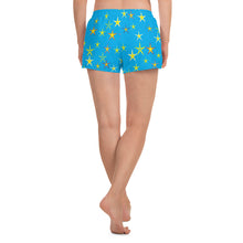 Load image into Gallery viewer, Aqua Sky Yellow Stars Women&#39;s Athletic Short Shorts