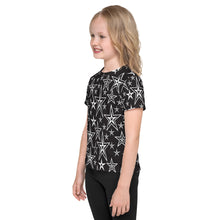 Load image into Gallery viewer, Rocking Classic White Stars on Black Kid&#39;s T-Shirt