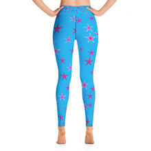 Load image into Gallery viewer, Aqua Sky Pink Stars Women&#39;s Yoga Leggings