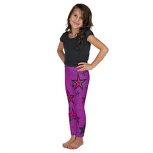 Load image into Gallery viewer, Rockstar Pinks, Purples &amp; Black Stars on Purple Kid&#39;s Leggings