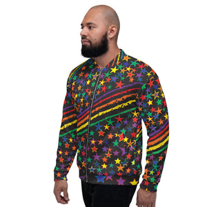 Love All Colors on Black Unisex Bomber Jacket