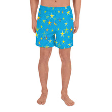 Load image into Gallery viewer, Aqua Sky Yellow Stars Men&#39;s Athletic Long Shorts