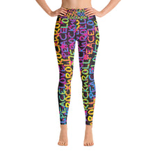 Load image into Gallery viewer, Peace, Love &amp; Rock n Roll on Stars Women&#39;s Yoga Leggings