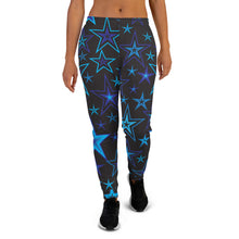 Load image into Gallery viewer, High Vibe Sky Blues &amp; Black Stars on Black Women&#39;s Joggers