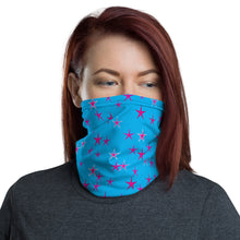 Load image into Gallery viewer, Aqua Sky Pink Stars Unisex Neck Gaiter Face Mask