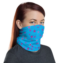 Load image into Gallery viewer, Aqua Sky Pink Stars Unisex Neck Gaiter Face Mask