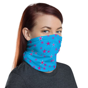 Aqua Sky Pink Stars Unisex Neck Gaiter Face Mask