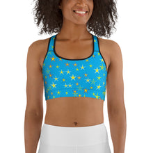 Load image into Gallery viewer, Aqua Sky Yellow Stars Women&#39;s Sports Bra