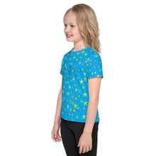 Load image into Gallery viewer, Aqua Sky Yellow Stars Kid&#39;s T-Shirt