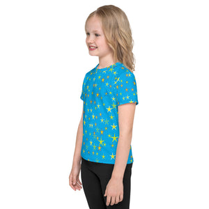 Aqua Sky Yellow Stars Kid's T-Shirt