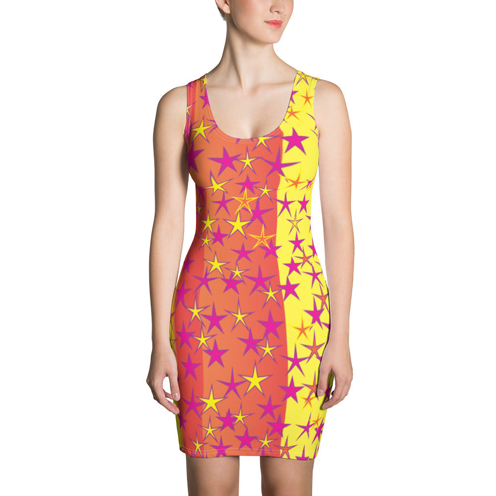 Big Pop Double Stars Women's Fitted Dress