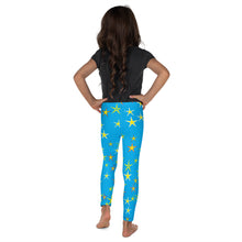 Load image into Gallery viewer, Aqua Sky Yellow Stars Kid&#39;s Leggings