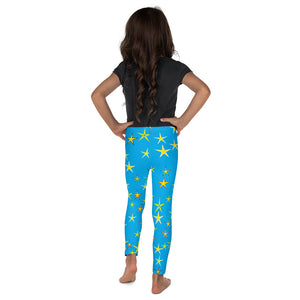 Aqua Sky Yellow Stars Kid's Leggings