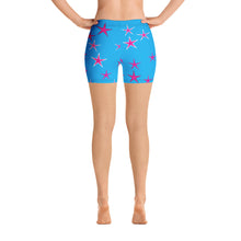 Load image into Gallery viewer, Aqua Sky Pink Stars Women&#39;s Aerobic Biker Shorts