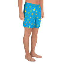 Load image into Gallery viewer, Aqua Sky Yellow Stars Men&#39;s Athletic Long Shorts