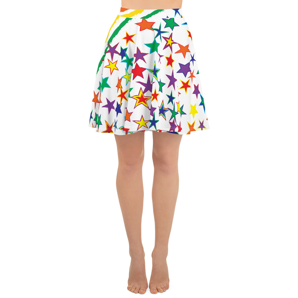 Love All Colors on White Women's Skater Skirt