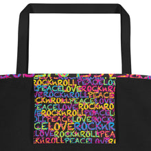 Load image into Gallery viewer, Peace, Love &amp; Rock n Roll on Stars Beach Bag