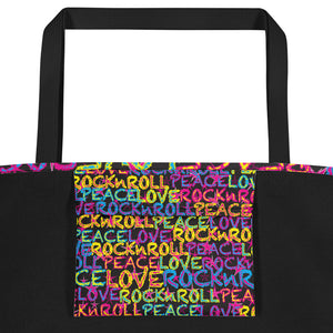 Peace, Love & Rock n Roll on Stars Beach Bag