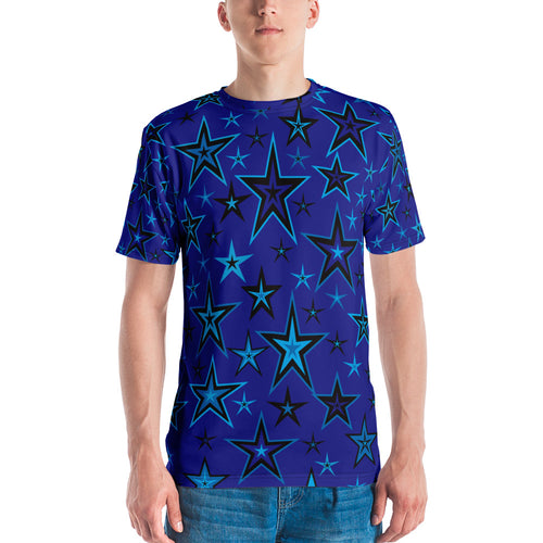 High Vibe Sky Blues & Black Stars on Dark Blue Men's T-shirt