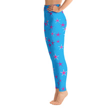 Load image into Gallery viewer, Aqua Sky Pink Stars Women&#39;s Yoga Leggings