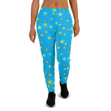 Load image into Gallery viewer, Aqua Sky Yellow Stars Women&#39;s Joggers