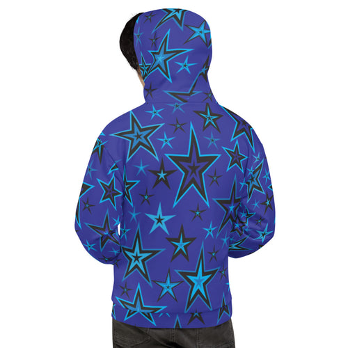 High Vibe Sky Blues & Black Stars on Dark Blue Unisex Hoodie