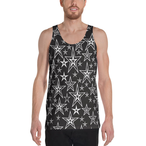 Rocking Classic White Stars on Black Unisex Tank Top
