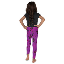 Load image into Gallery viewer, Rockstar Pinks, Purples &amp; Black Stars on Purple Kid&#39;s Leggings