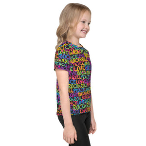 Peace, Love & Rock n Roll on Stars Kid's T-Shirt