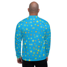 Load image into Gallery viewer, Aqua Sky Yellow Stars Unisex Bomber Jacket