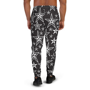 Rocking Classic White Stars on Black Men's Joggers