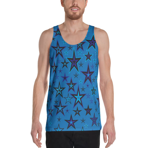 High Vibe Sky Blues & Black Stars on Dusty Blue Unisex Tank Top