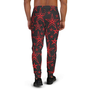 Rocking Classic Red Stars on Black Men's Joggers