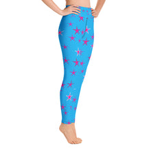 Load image into Gallery viewer, Aqua Sky Pink Stars Women&#39;s Yoga Leggings