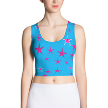 Load image into Gallery viewer, Aqua Sky Pink Stars Women&#39;s Yoga Crop Top