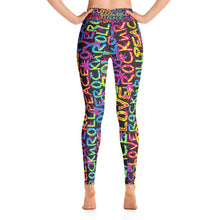 Load image into Gallery viewer, Peace, Love &amp; Rock n Roll on Stars Women&#39;s Yoga Leggings