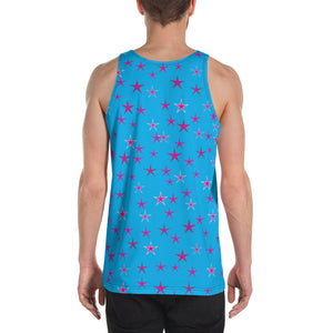 Aqua Sky Pink Stars Unisex Tank Top