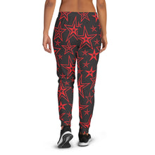 Load image into Gallery viewer, Rocking Classic Red Stars on Black Women&#39;s Joggers